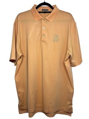 Peter Millar Summer Comfort Polo Mens Large L Waldorf Astoria Golf Club Orange